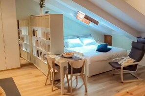 1 bedroom, desk, iron/ironing board