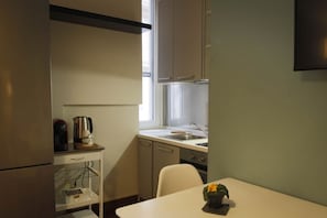 Fridge, microwave, toaster