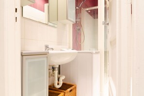 Shower, free toiletries, hair dryer, bidet