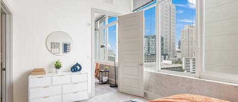 2 bedrooms, desk, iron/ironing board, travel crib