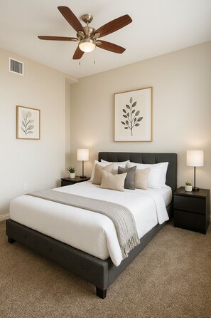 2 bedrooms, iron/ironing board, WiFi, bed sheets