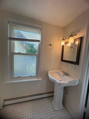 Hair dryer, towels, soap