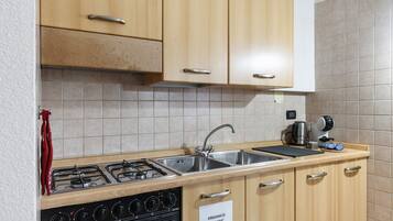 Fridge, oven, stovetop, coffee/tea maker