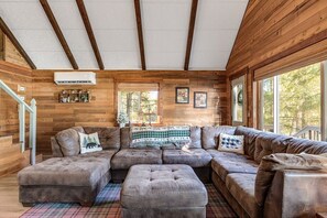 TV, fireplace - Secluded Garden Valley Cabin with Deck & Views! (Garden Valley)