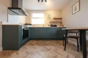 Fridge, microwave, oven, electric kettle