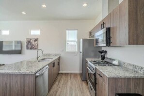 Fridge, microwave, oven, dishwasher