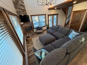 Smart TV, fireplace, table football