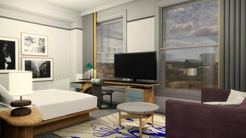 In-room safe, desk, laptop workspace, iron/ironing board