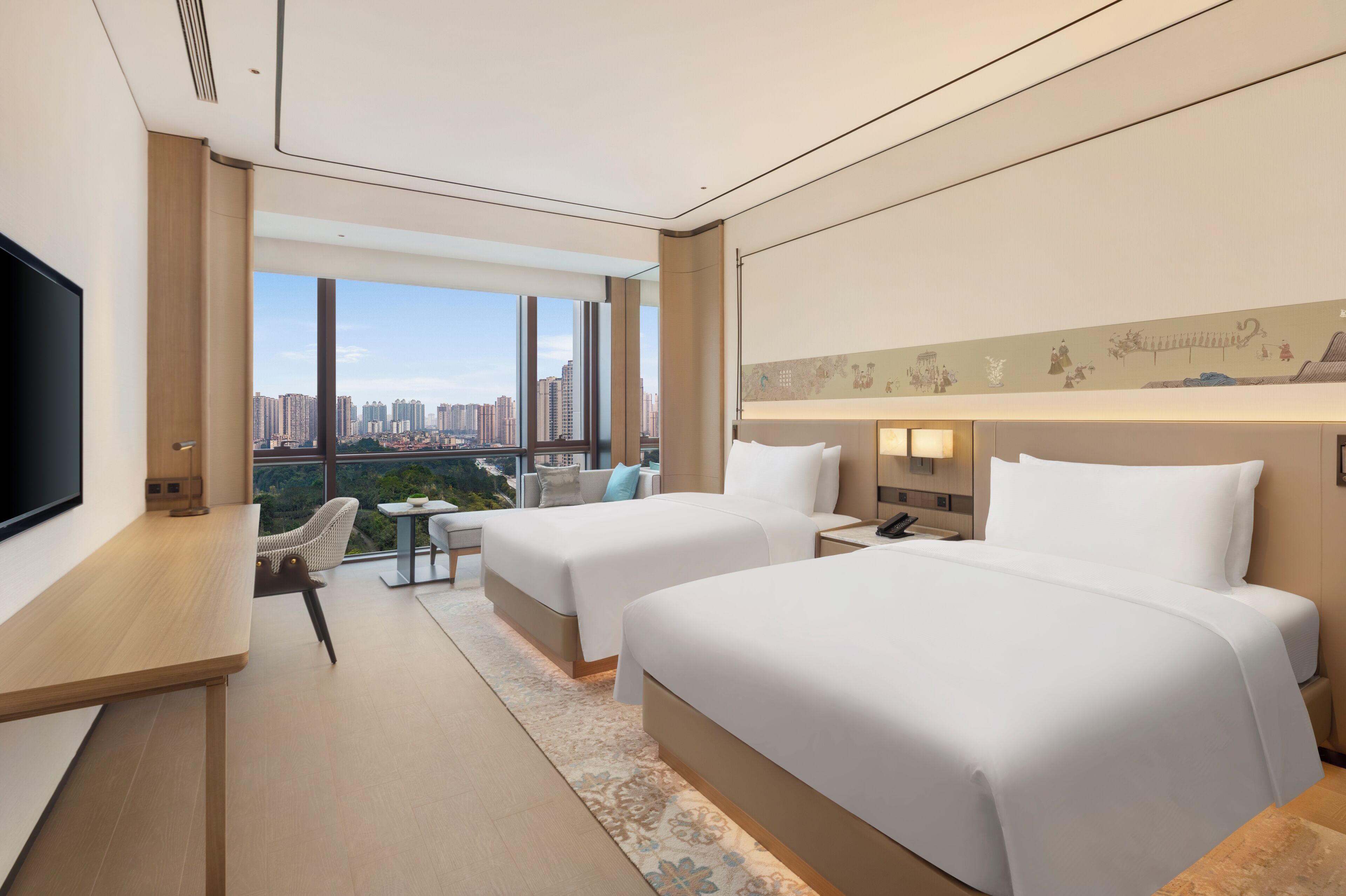 Chambre Deluxe, 2 lits une place | Couette en duvet d'oie, minibar, coffres-forts dans les chambres, bureau