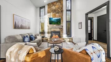 Smart TV, fireplace, video games, foosball