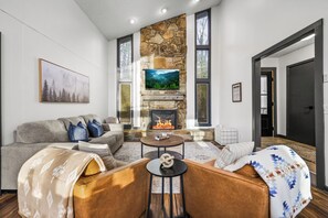 Smart TV, fireplace, video games, table football