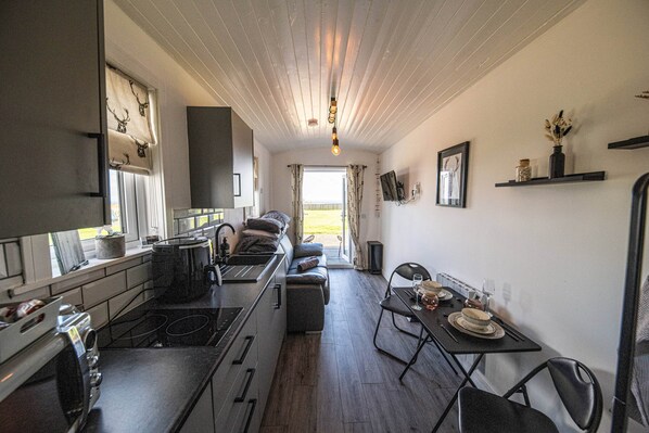 Fridge, microwave, stovetop, toaster