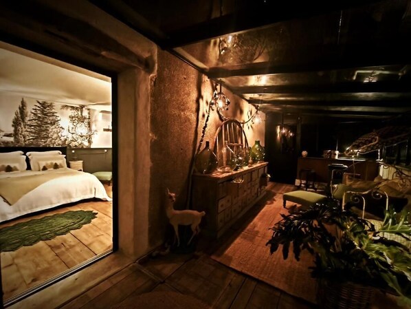 Blackout curtains, iron/ironing board