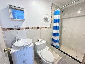 Junior Double Room | Bathroom | Shower, towels, soap, shampoo