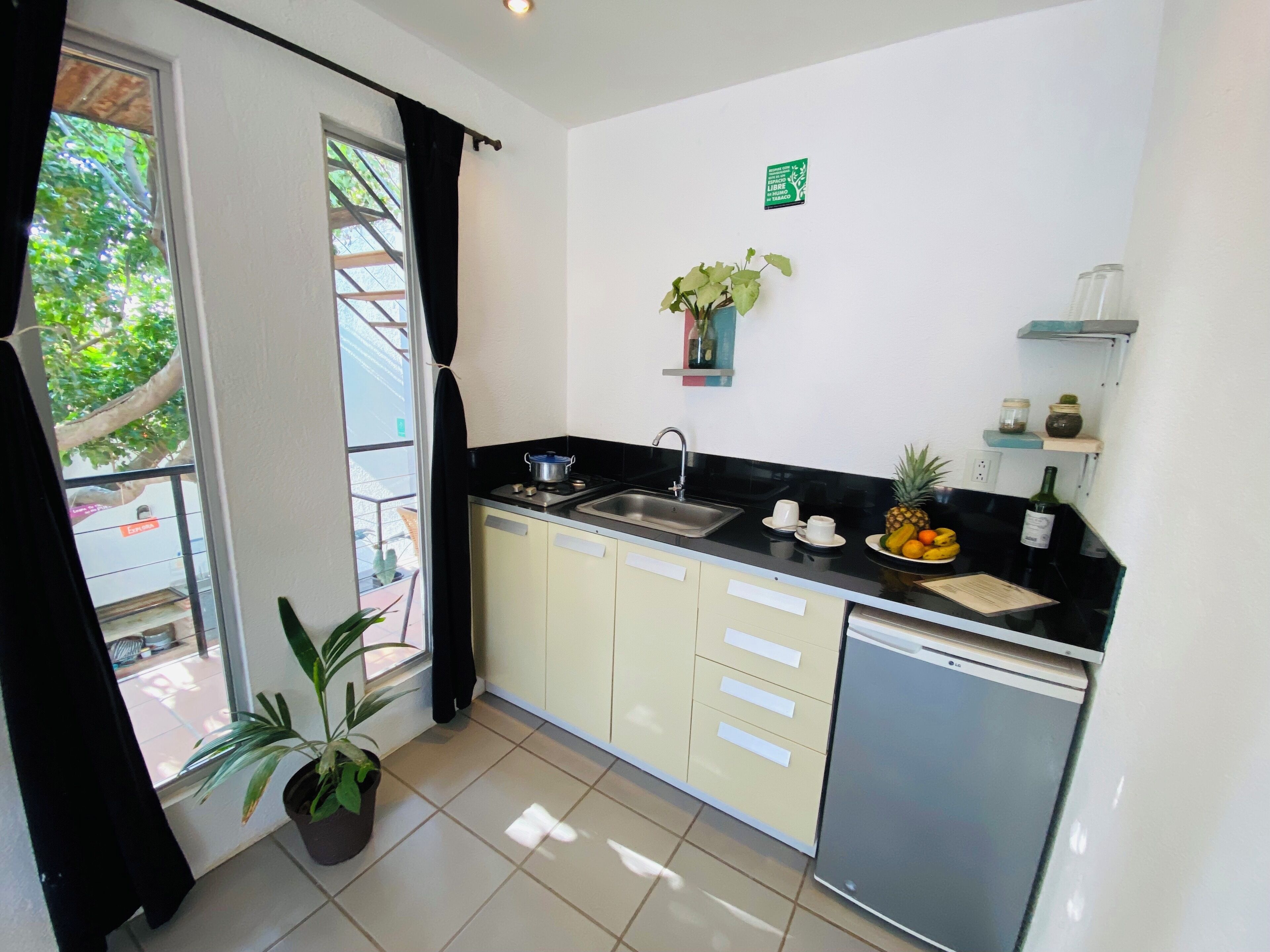 Deluxe Studio, Balcony, City View | Private kitchen | Shared fridge