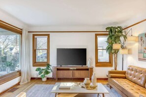 TV, fireplace, offices