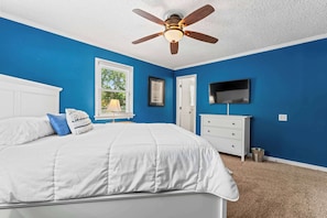 House, Multiple Beds, Patio (The Blue Bungalow) | 3 bedrooms, individually decorated, individually furnished, bed sheets