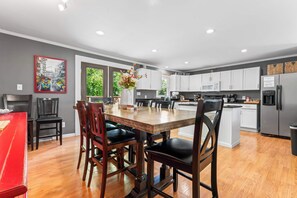 House, Multiple Beds, Patio (The Blue Bungalow) | Private kitchen | Fridge, microwave, oven, stovetop