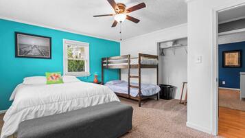 House, Multiple Beds, Patio (The Blue Bungalow) | 3 bedrooms, individually decorated, individually furnished, bed sheets