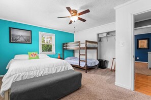 House, Multiple Beds, Patio (The Blue Bungalow) | 3 bedrooms, individually decorated, individually furnished, bed sheets