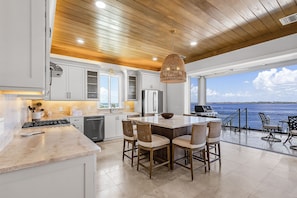 Fridge, microwave, oven, stovetop - 319 Bay and Beach Blessing: Bay Front Pool Home w/ Gulf Views (Fort Myers Beach)