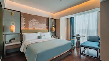 Individually decorated, laptop workspace, blackout curtains