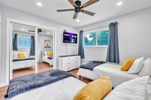 4 bedrooms, iron/ironing board, travel cot, WiFi