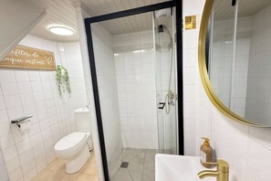 Séchoir à cheveux, savon, papier de toilette