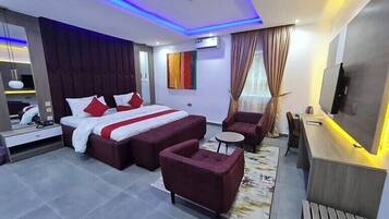 Desk, laptop workspace, blackout curtains, soundproofing