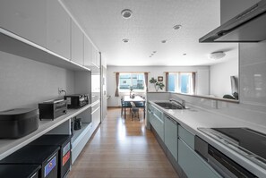 Fridge, microwave, stovetop, dishwasher