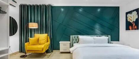 Family Apartment, Balcony, City View | Desk, laptop workspace, blackout drapes, soundproofing