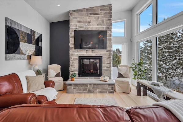 TV, fireplace, offices