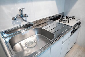 Fridge, microwave, stovetop, toaster