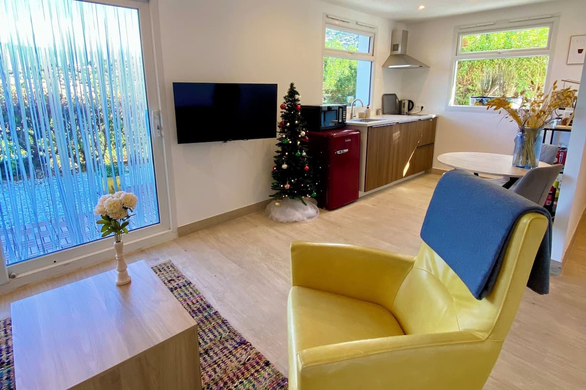 아파트, 침실 1개, 산 전망 | 거실 공간 | 프린터