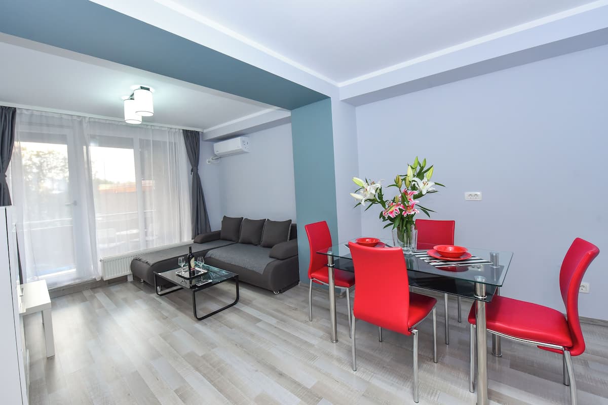 Superior Apartment | Living area | 40-inch LCD TV with cable channels, Netflix, streaming services