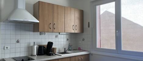 Fridge, microwave, coffee/tea maker