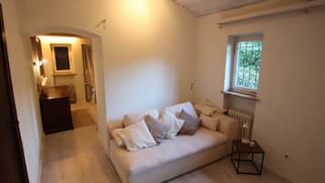 Een televisie en een open haard