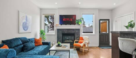 TV, fireplace, table football, offices