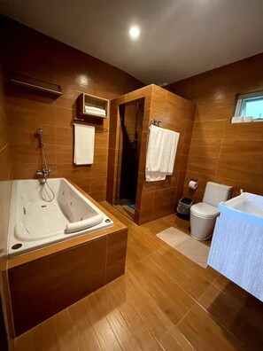 Articles de toilette (gratuits), séchoir à cheveux, serviettes fournies