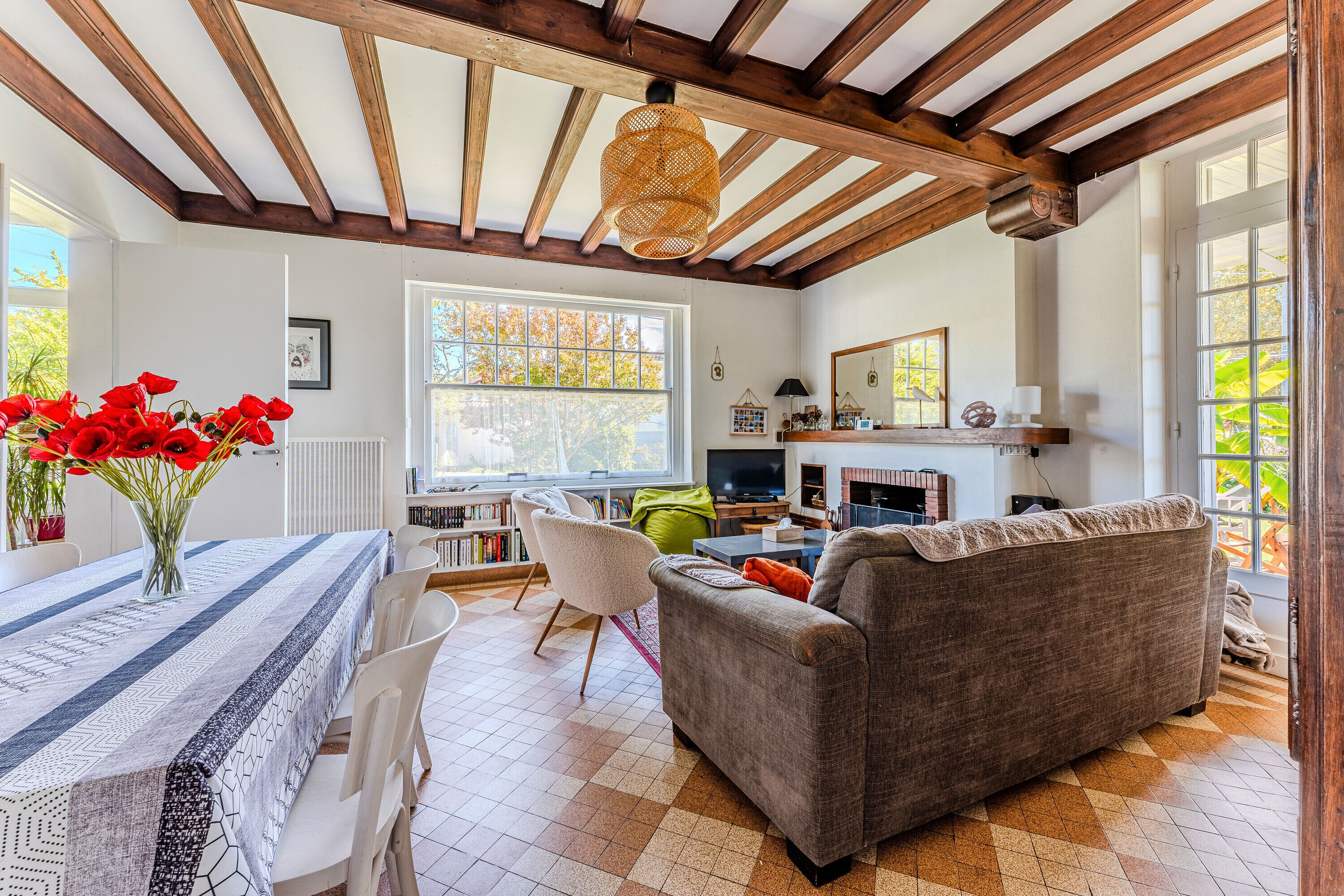 Fernseher, Kamin, Tischtennisplatte