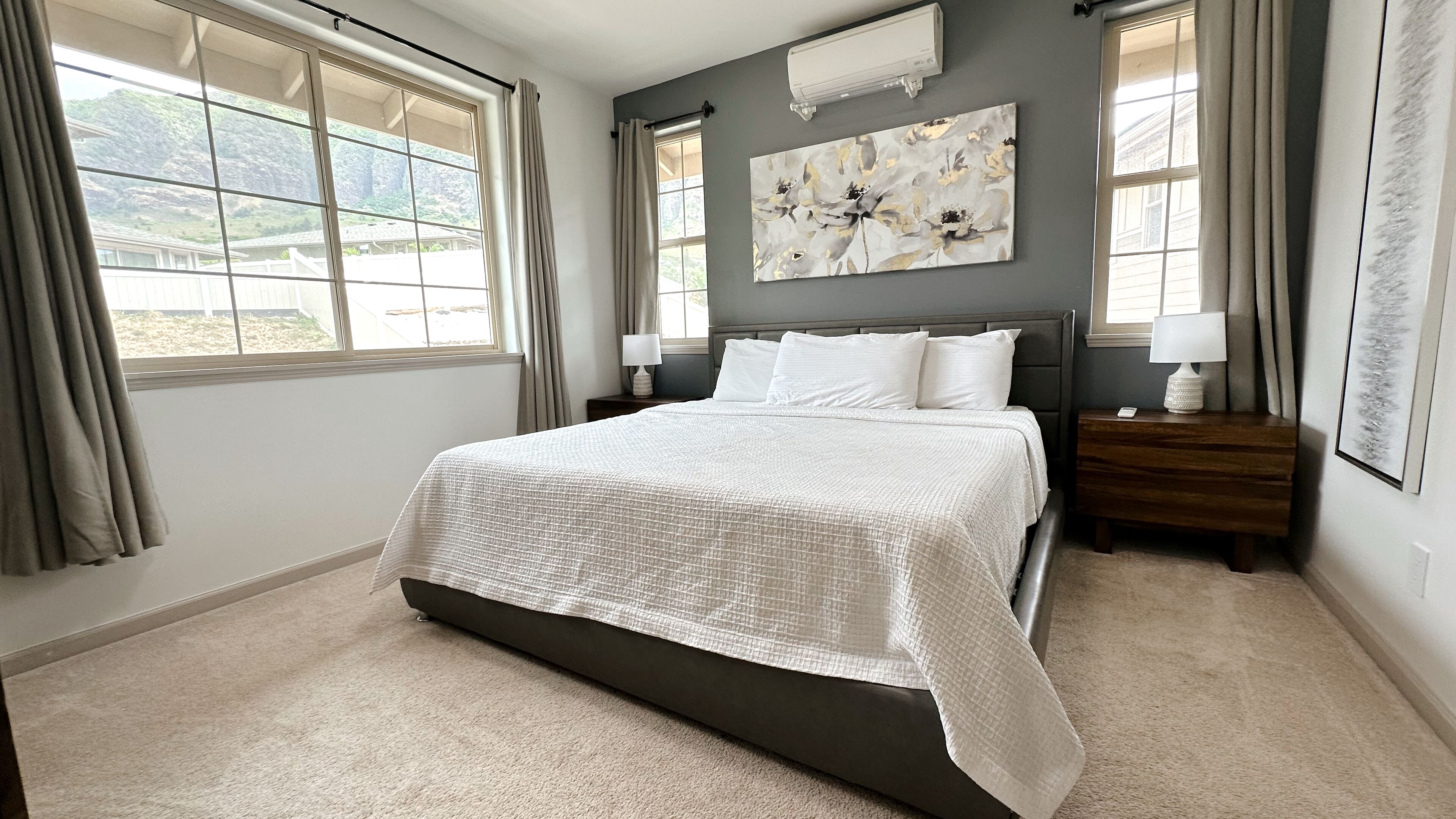 4 bedrooms, iron/ironing board, travel crib, internet