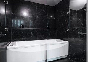 Hair dryer, bidet, towels