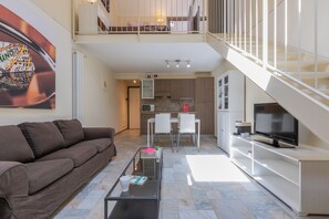 Classic Apartment, 2 Bedrooms | Living area | 30-inch TV with satellite channels