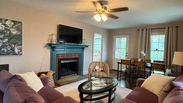 Televisión y chimenea