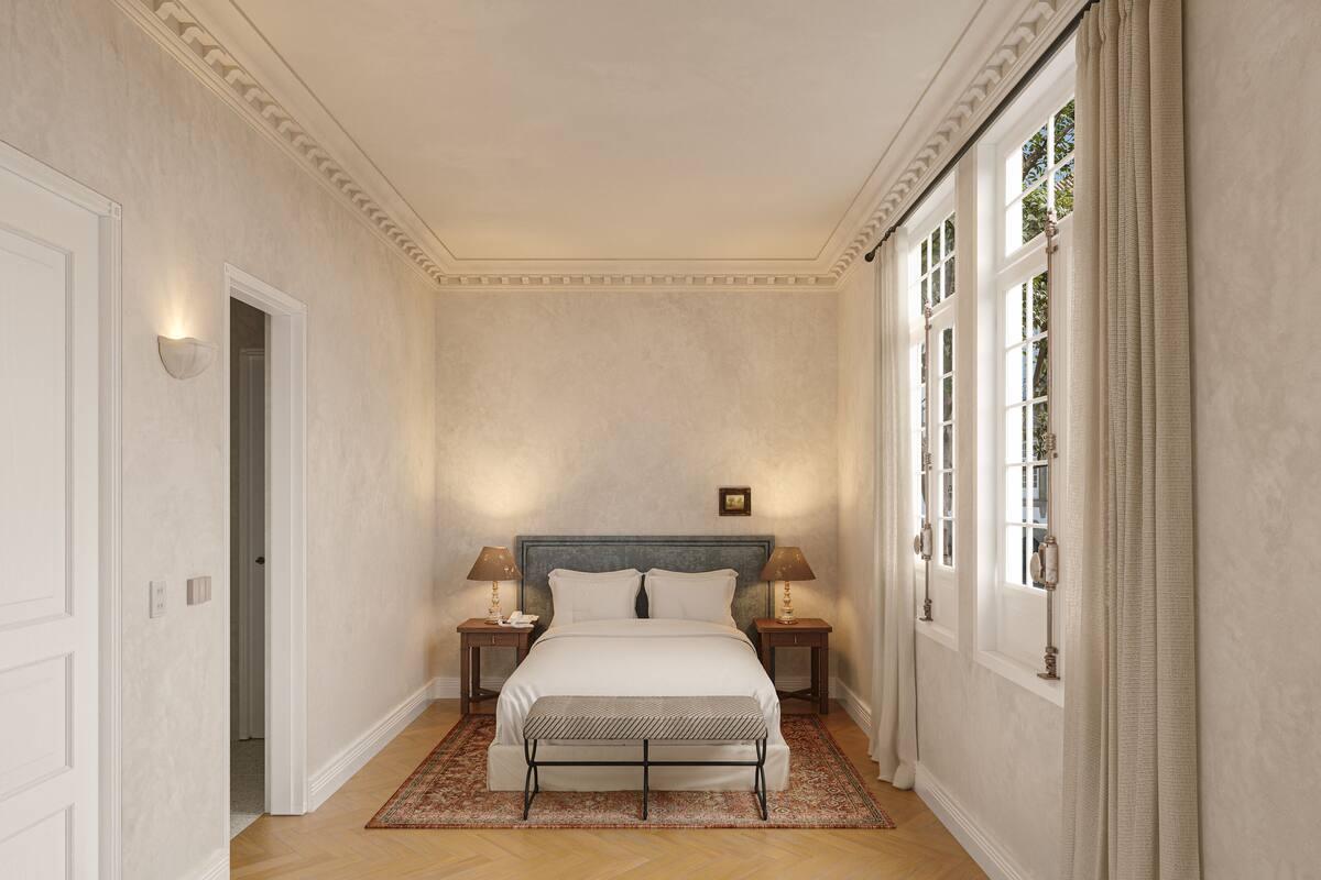 Superior kamer, 1 queensize bed, uitzicht op stad | Luxe beddengoed, bedden met traagschuimmatras, een minibar