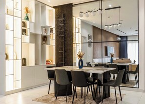 Economy Apartment, Balcony, City View | Dining room