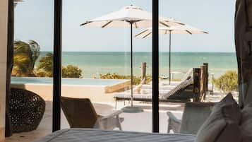 Rumah Deluks, balkon, pemandangan pantai | Seprai premium, selimut bulu angsa, brankas, dan Wi-Fi gratis