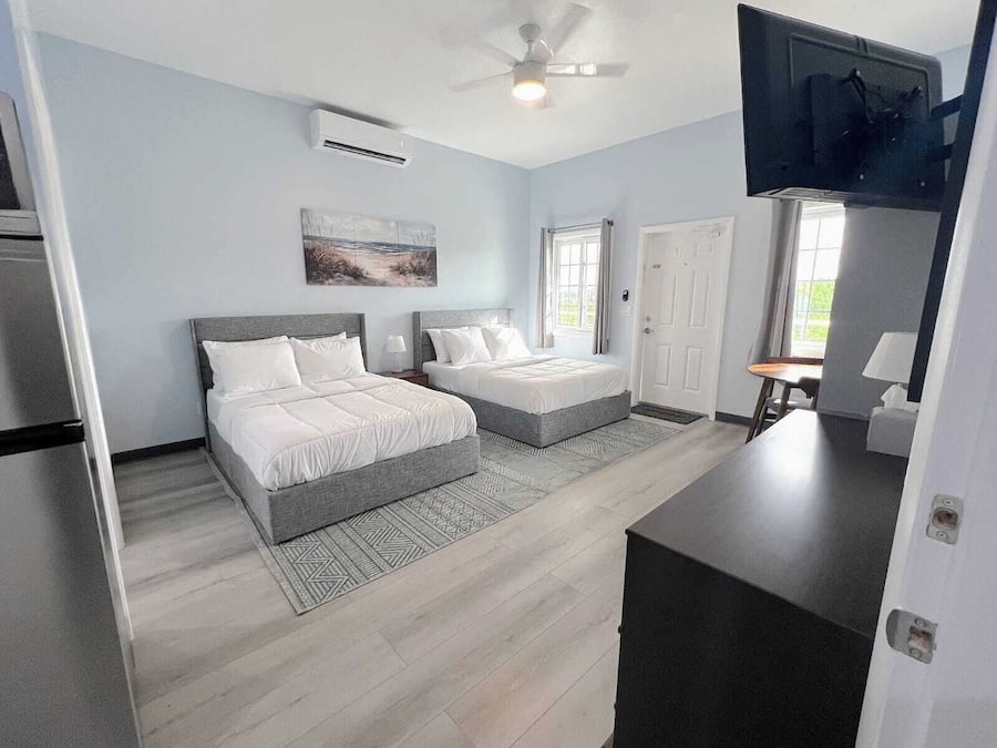 Basic Room, 2 Double Beds | Desk, laptop workspace, soundproofing, iron/ironing board