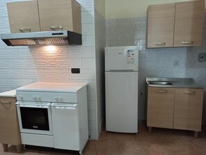 Fridge, oven, stovetop, electric kettle
