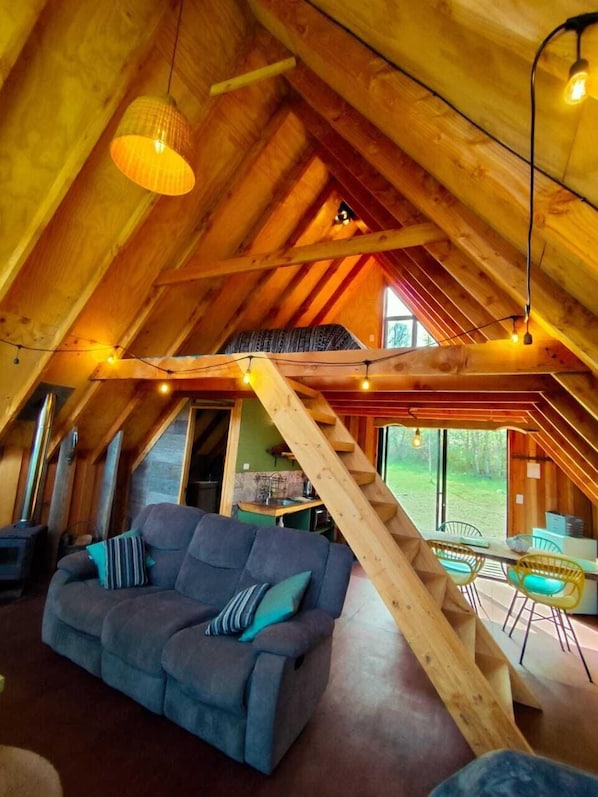 Panorama bungalow, uitzicht op bergen | Woonruimte